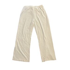 VTG Womens Size XL Jacquard Semi Sheer Cream Wide Leg Rayon Palazzo Pants Travel